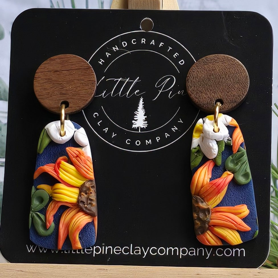 Sunflower Floral Elongated Drops