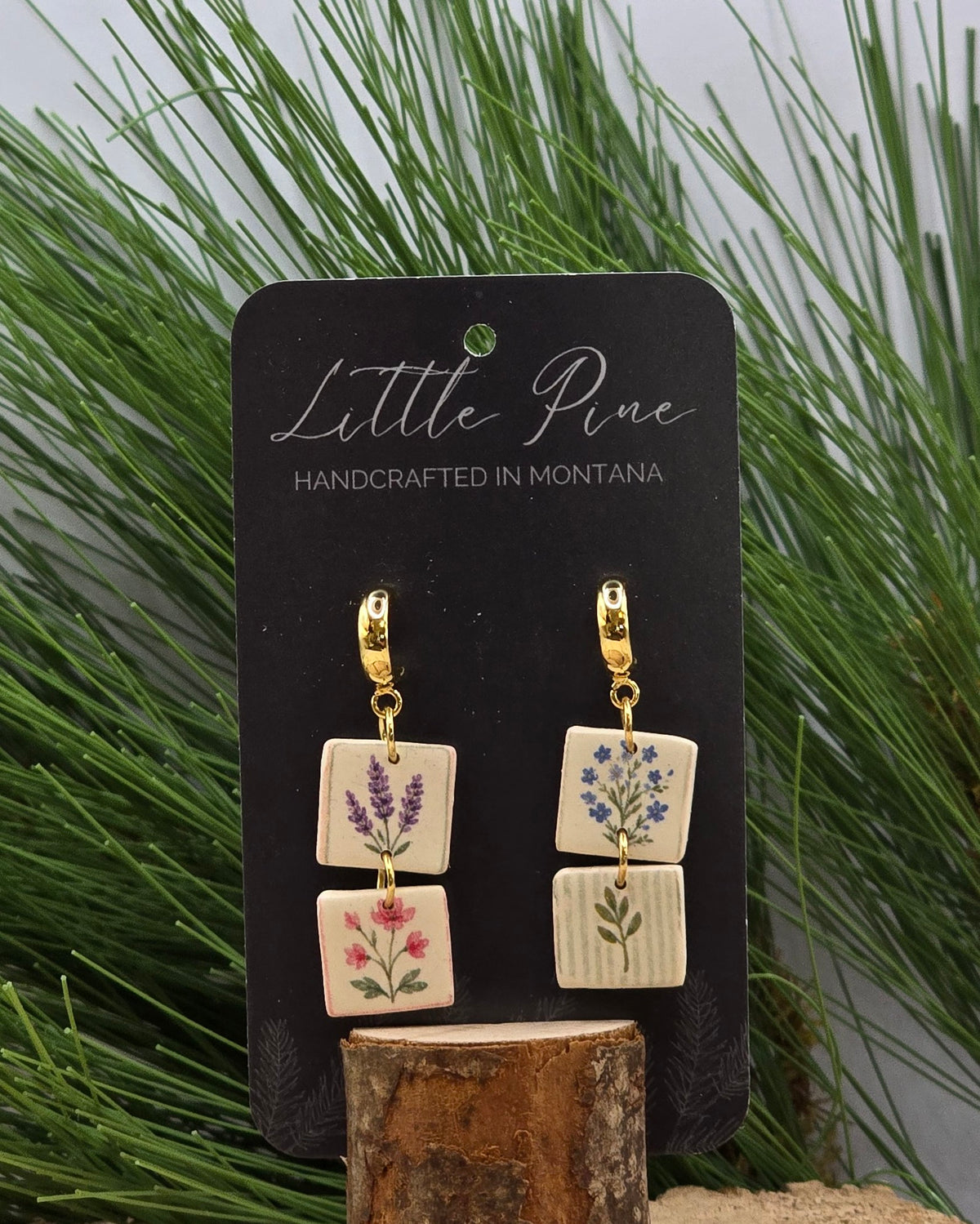 Garden Patchwork Dangles - 18K Gold-Plated Huggies