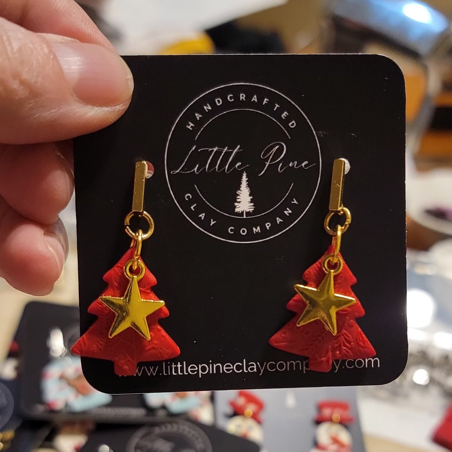 Elegant Red Little Tree Dangles with Star