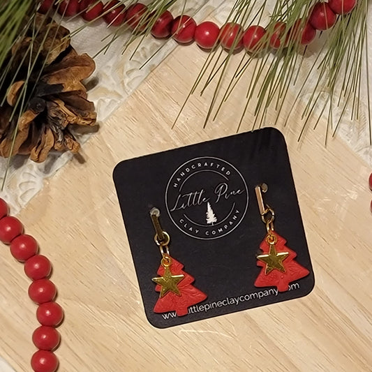 Elegant Red Little Tree Dangles with Star